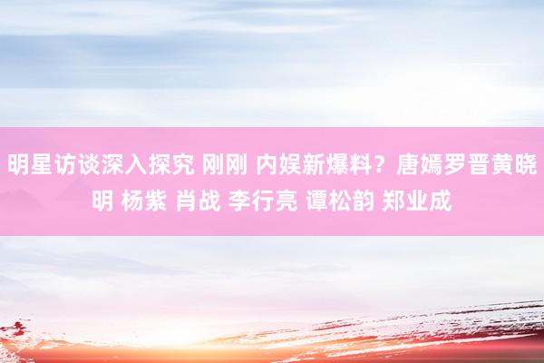 明星访谈深入探究 刚刚 内娱新爆料？唐嫣罗晋黄晓明 杨紫 肖战 李行亮 谭松韵 郑业成