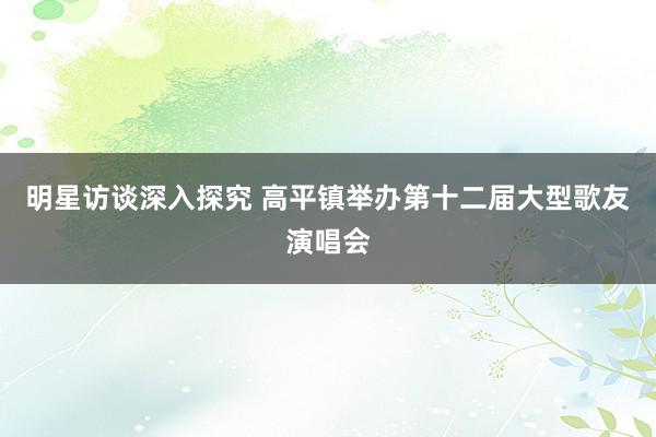 明星访谈深入探究 高平镇举办第十二届大型歌友演唱会